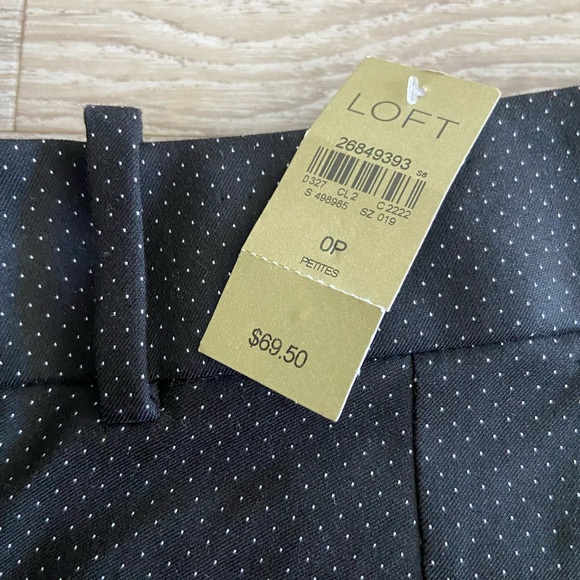 NWT - LOFT Petite Marissa Pants (Black w/subtle white polka dot) - Picture 3 of 5